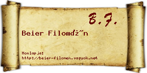 Beier Filomén névjegykártya